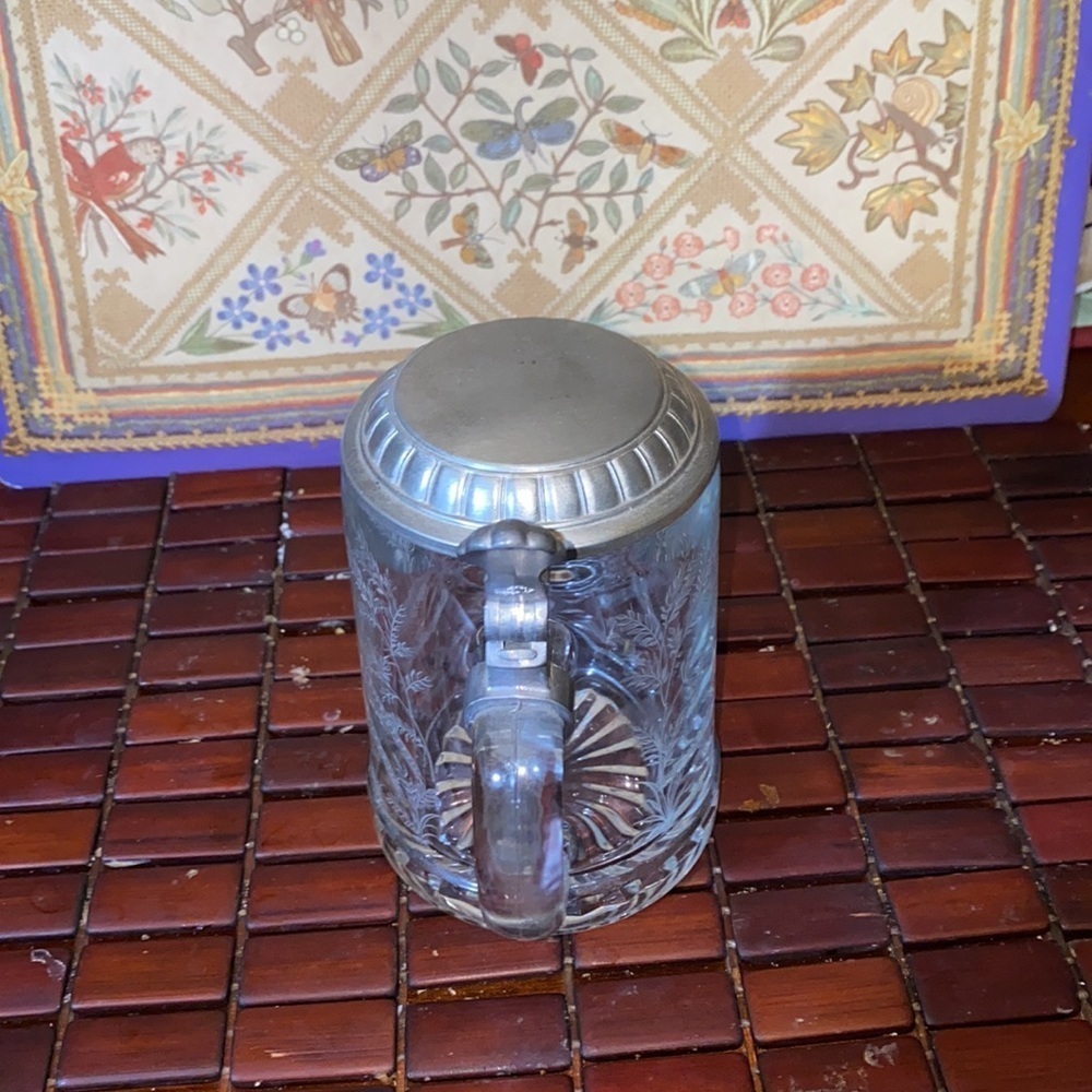 ALWE Crystal Beer Stein/Tankard, Pewter Lid and Etched Ducks - Picture 4 of 4